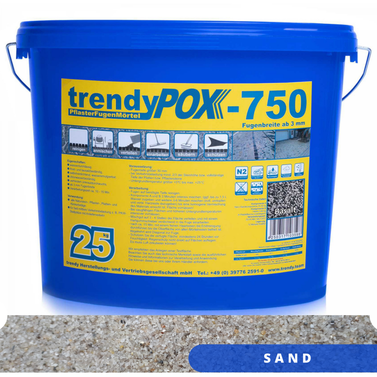 Ainbrick Pflasterfugenörtel Fix-Fertig Fugenörtel Tiefschwarz 15 Kg